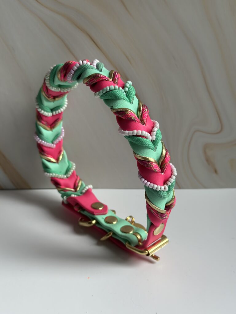 Gevlochten biothane halsband