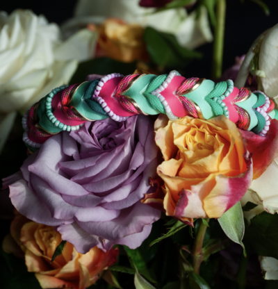 Gevlochten biothane halsband met kralen