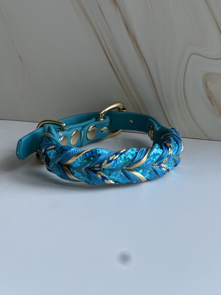 Gevlochten biothane halsband op maat gemaakt