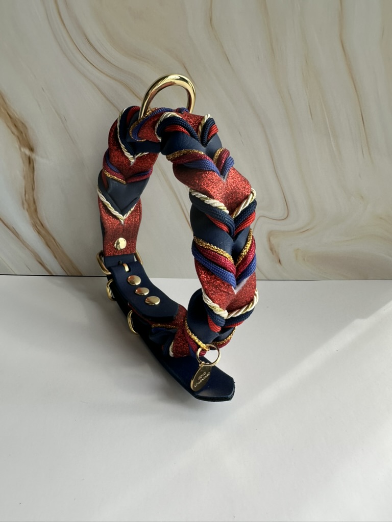 Gevlochten biothane halsband glitter - Afbeelding 9