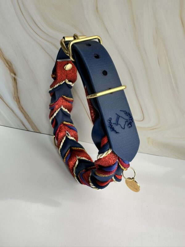 Gevlochten biothane halsband glitter - Afbeelding 3
