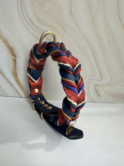 Gevlochten biothane halsband glitter