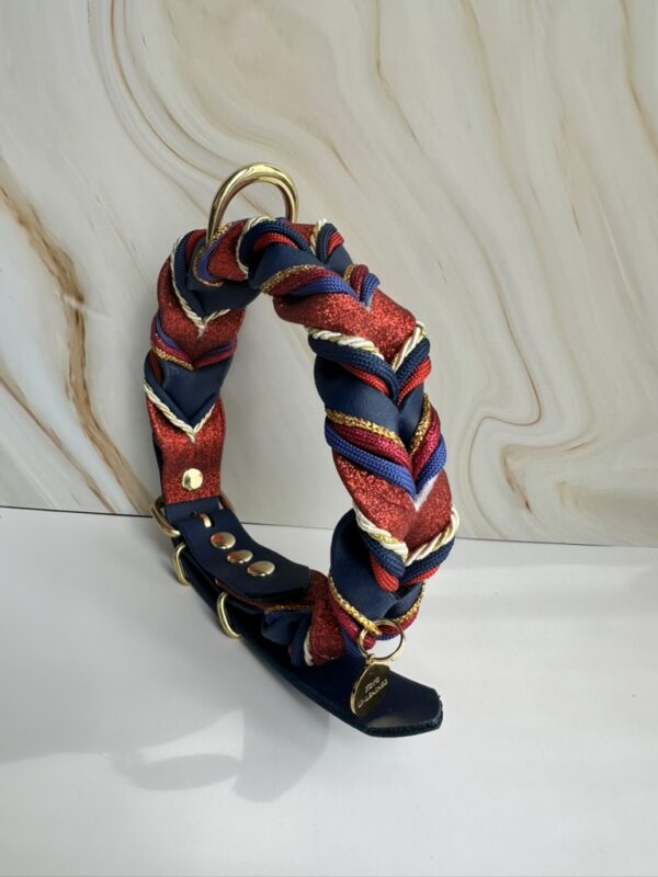 Gevlochten biothane halsband glitter - Afbeelding 1