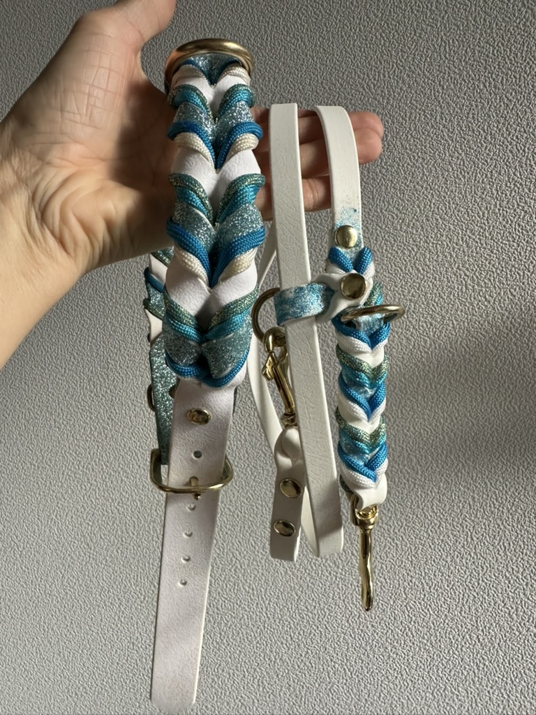 Gevlochten biothane halsband op maat gemaakt