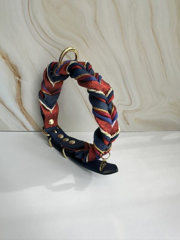 Gevlochten biothane halsband glitter - Afbeelding 8