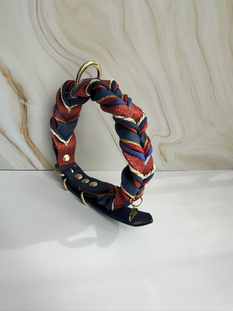 Gevlochten biothane halsband glitter - Afbeelding 8