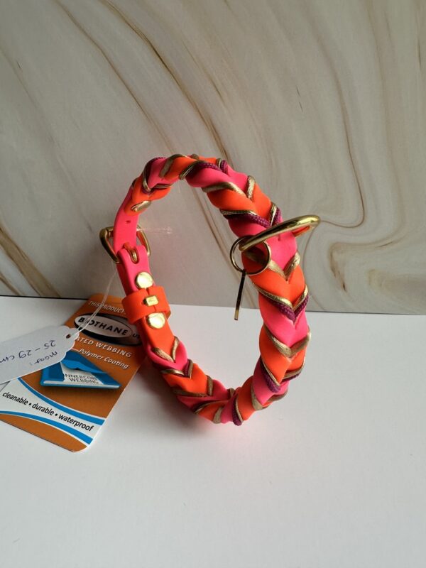 Gevlochten biothane halsband maat XXS/XS - Afbeelding 1