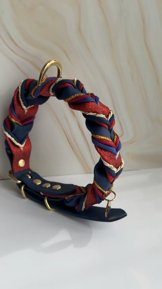 Gevlochten biothane halsband glitter - Afbeelding 7