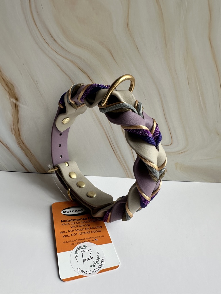 Gevlochten biothane halsband op maat gemaakt