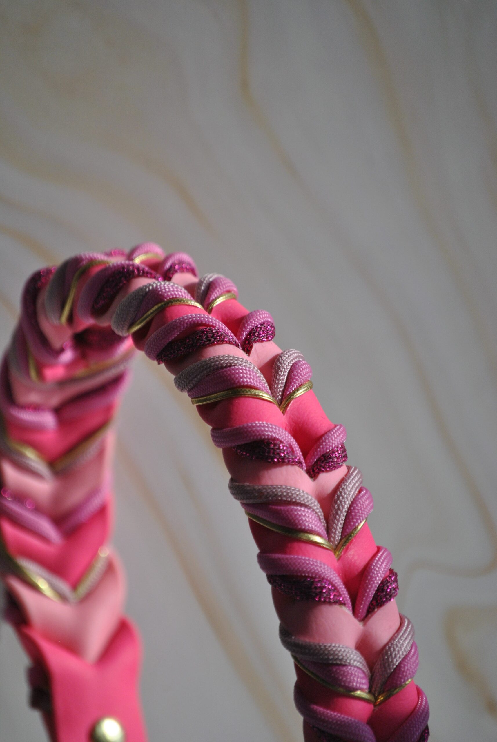 Gevlochten biothane halsband roze maat L/XL - Afbeelding 3