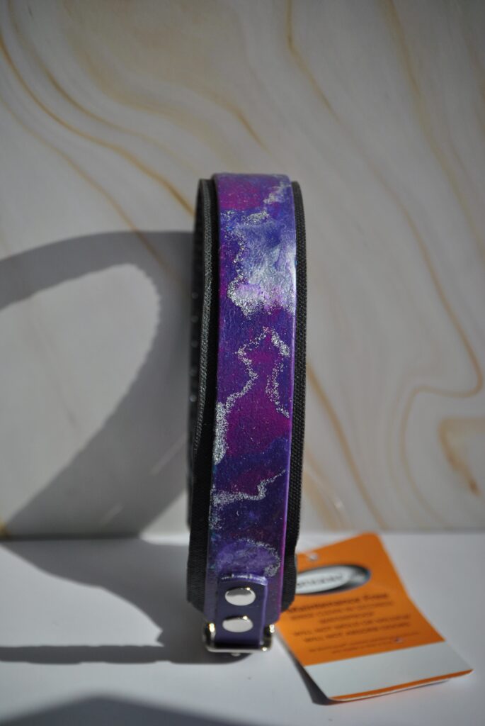 Handgeschilderde biothane halsband met padding maat M/L
