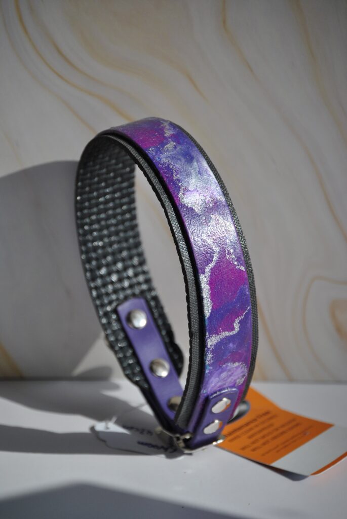 Handgeschilderde biothane halsband met padding maat M/L