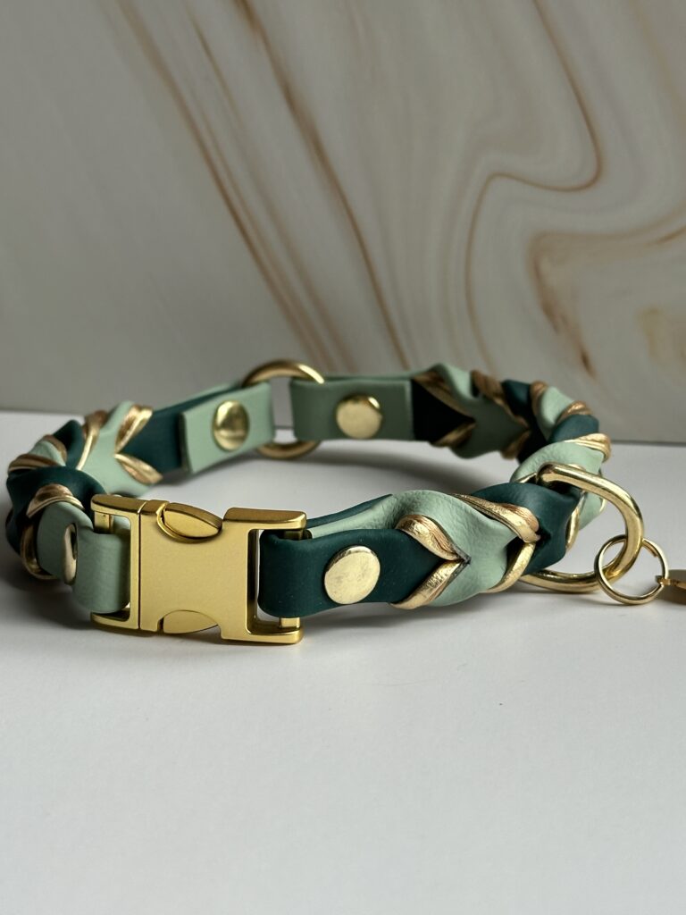 Gevlochten biothane halsband op maat gemaakt