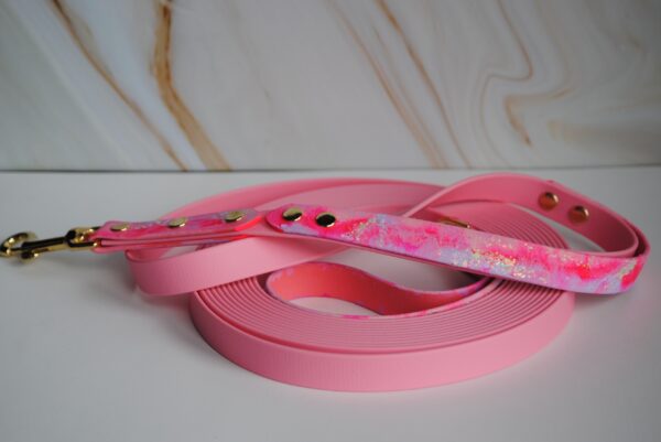 Watercolor glitter biothane lijn op maat gemaakt - Afbeelding 1