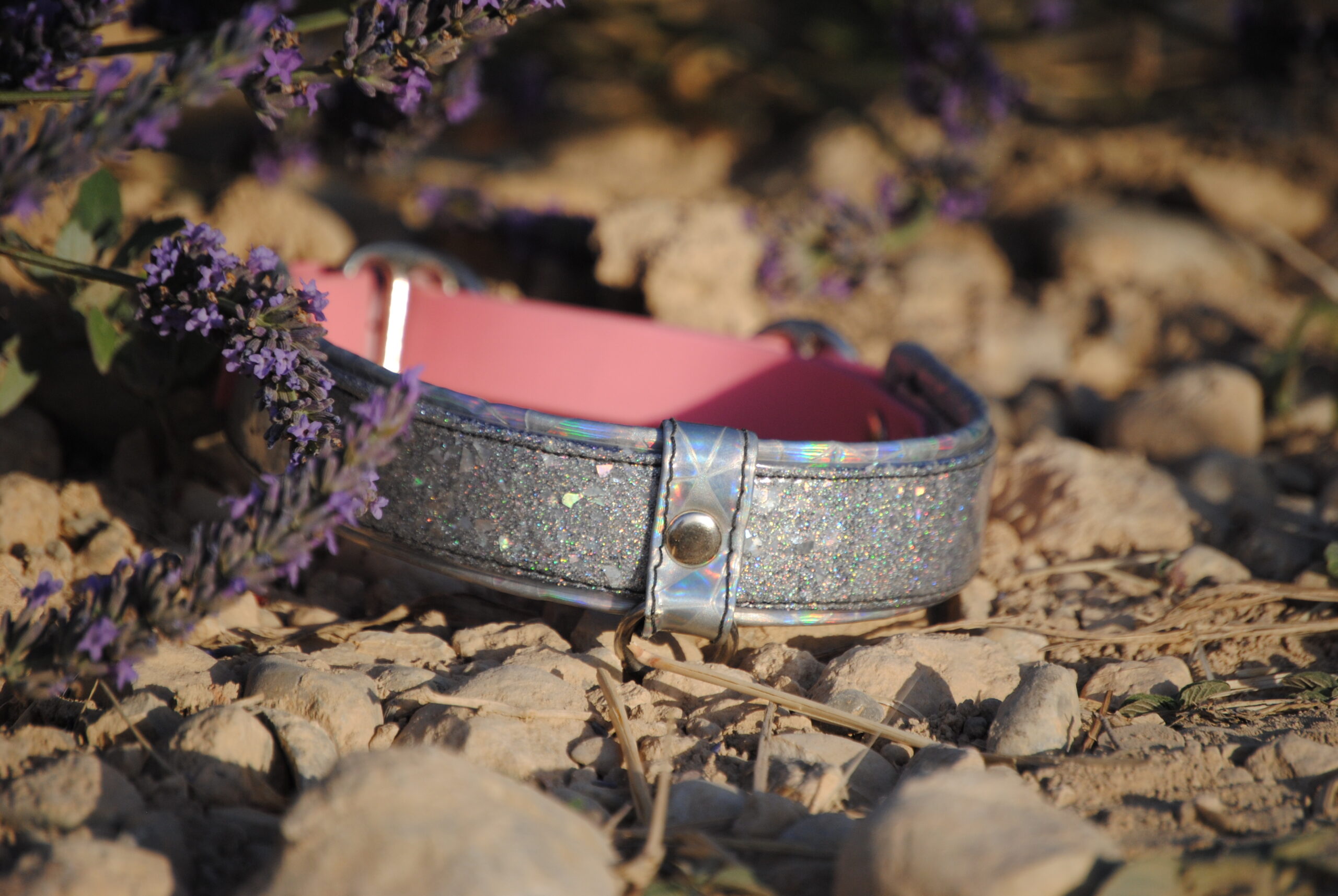 Biothane halsband met glittermix op maat gemaakt - Afbeelding 2