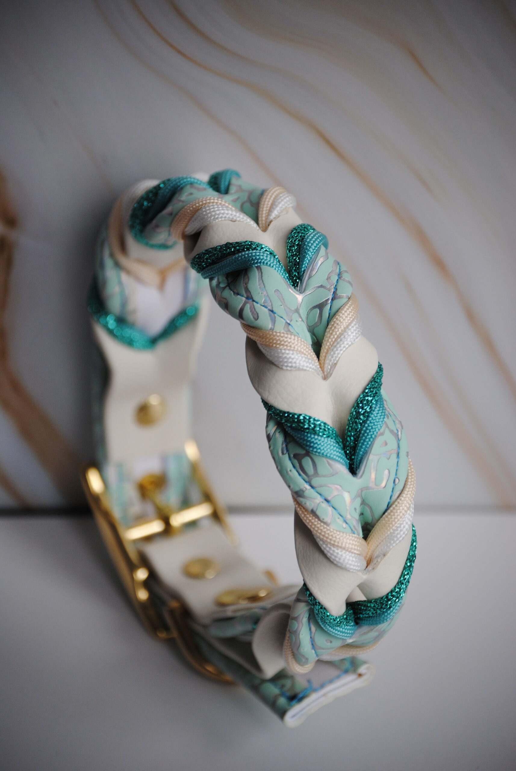 Holo veins gevlochten biothane x pawtex halsband - Afbeelding 3