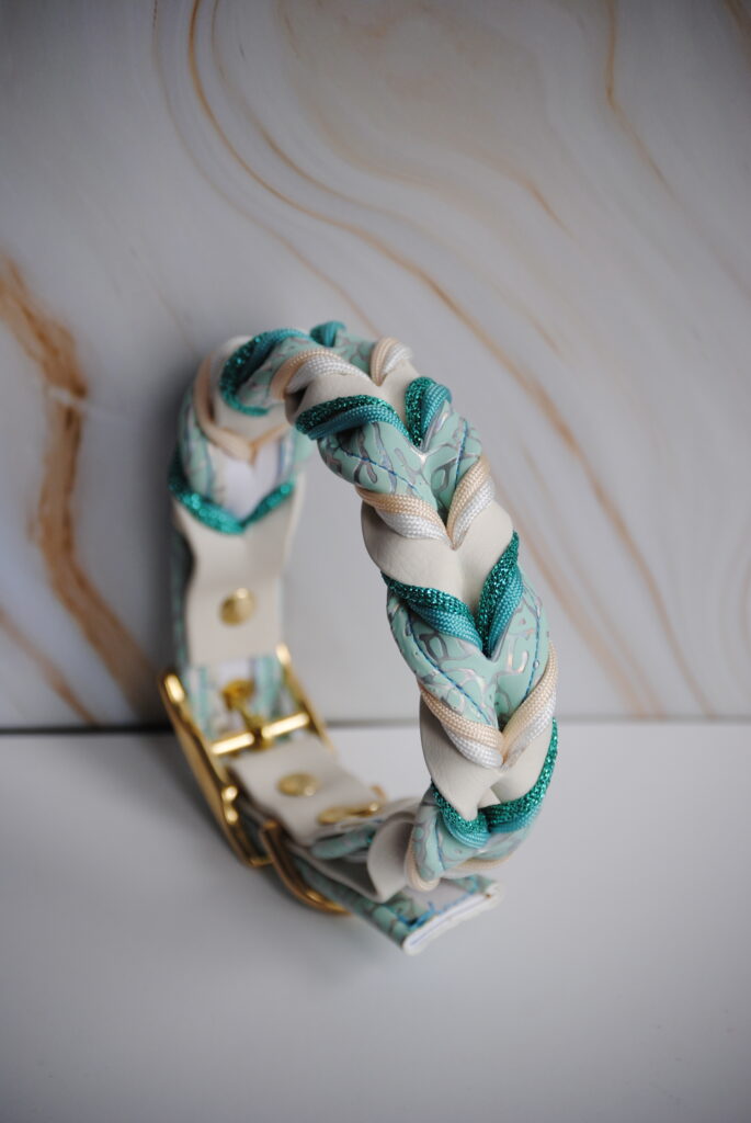 Holo veins gevlochten biothane x pawtex halsband