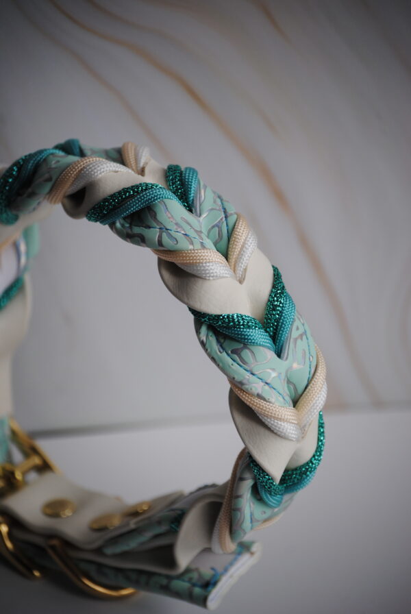 Holo veins gevlochten biothane x pawtex halsband - Afbeelding 6