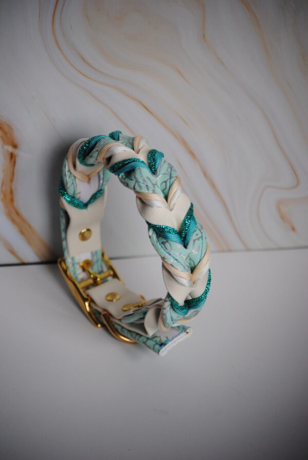 Holo veins gevlochten biothane x pawtex halsband - Afbeelding 5