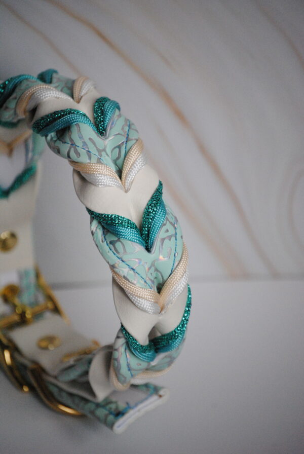Holo veins gevlochten biothane x pawtex halsband - Afbeelding 2