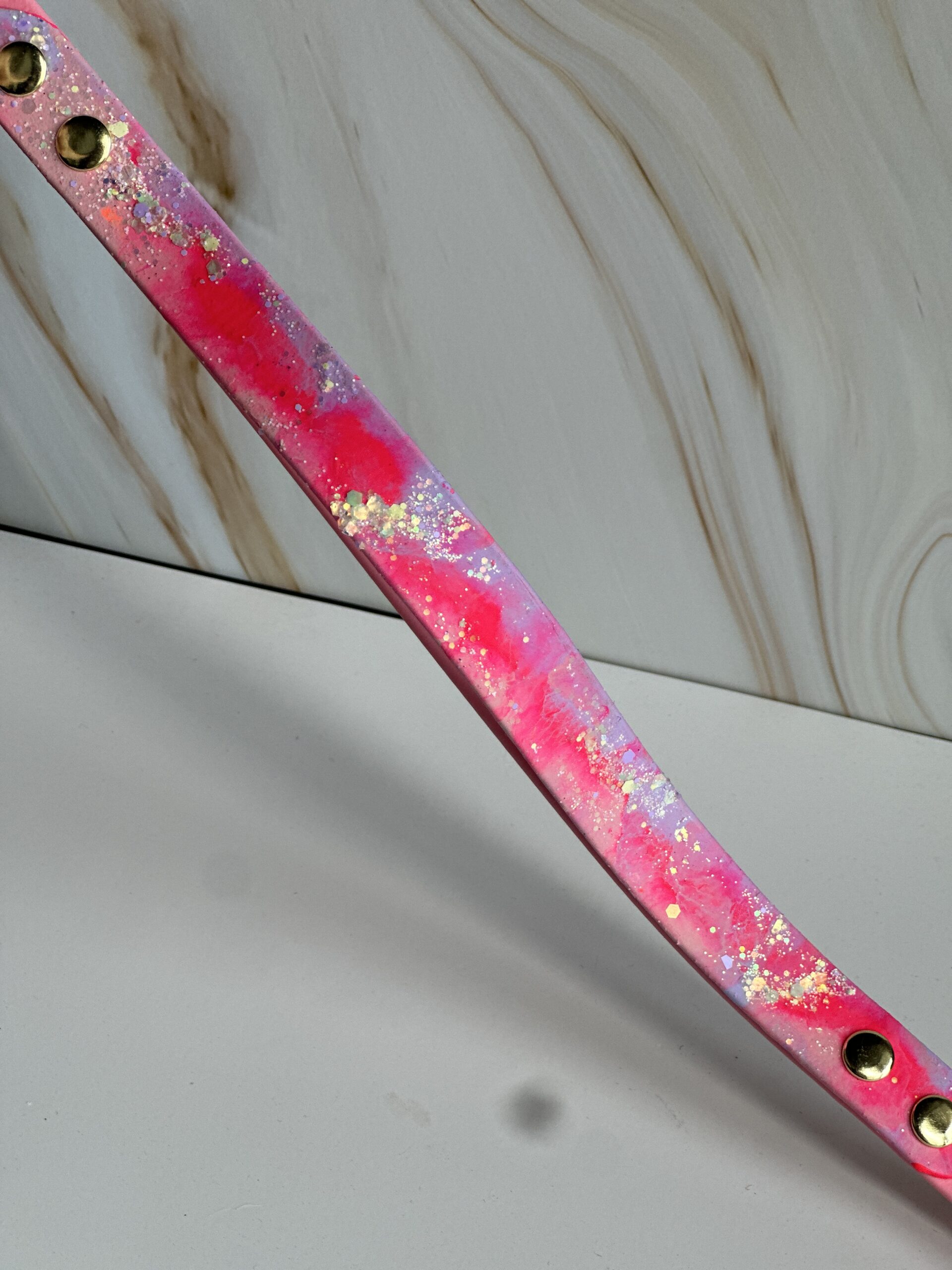 Watercolor glitter biothane lijn op maat gemaakt - Afbeelding 11
