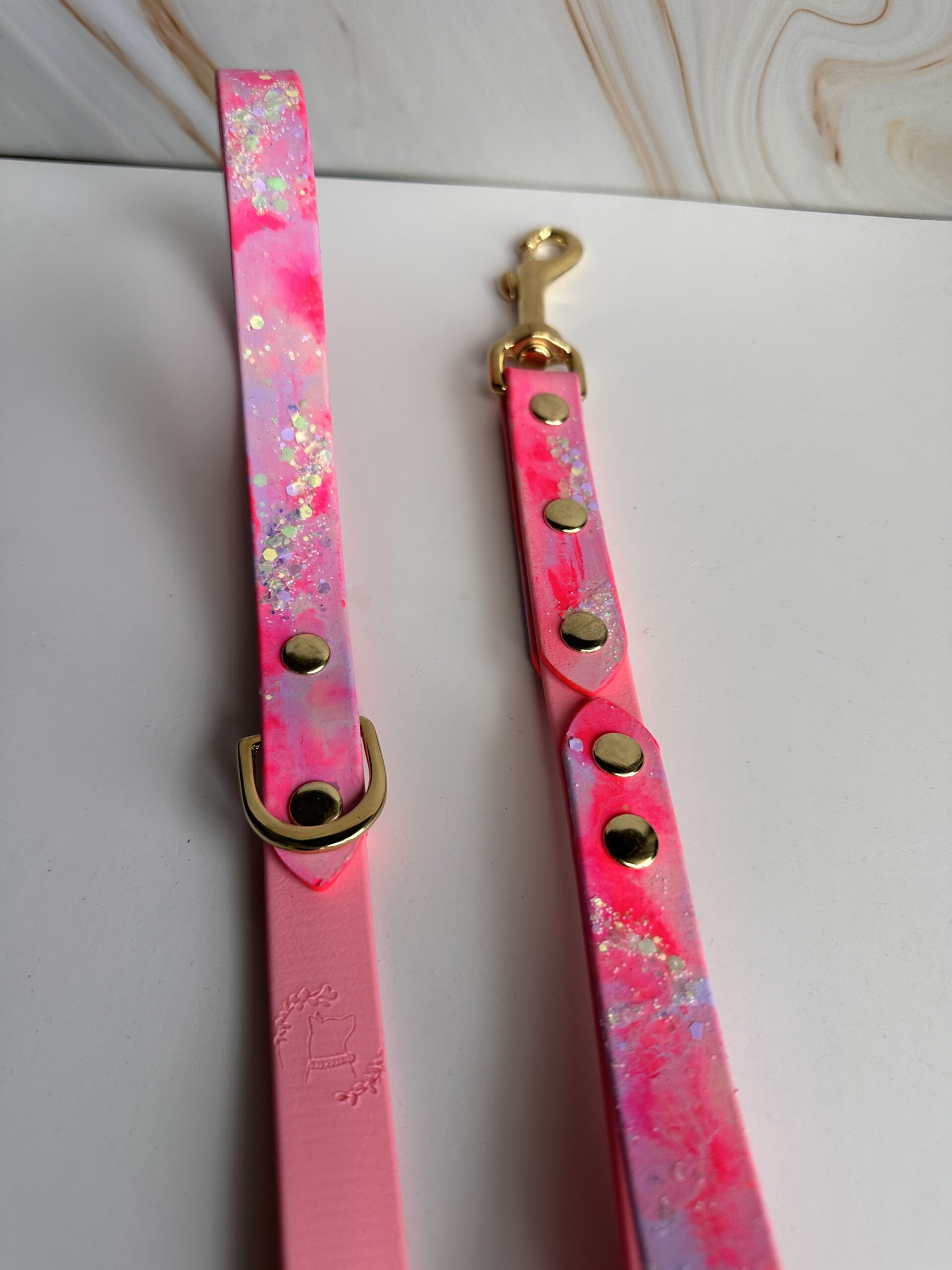 Watercolor glitter biothane lijn op maat gemaakt - Afbeelding 9