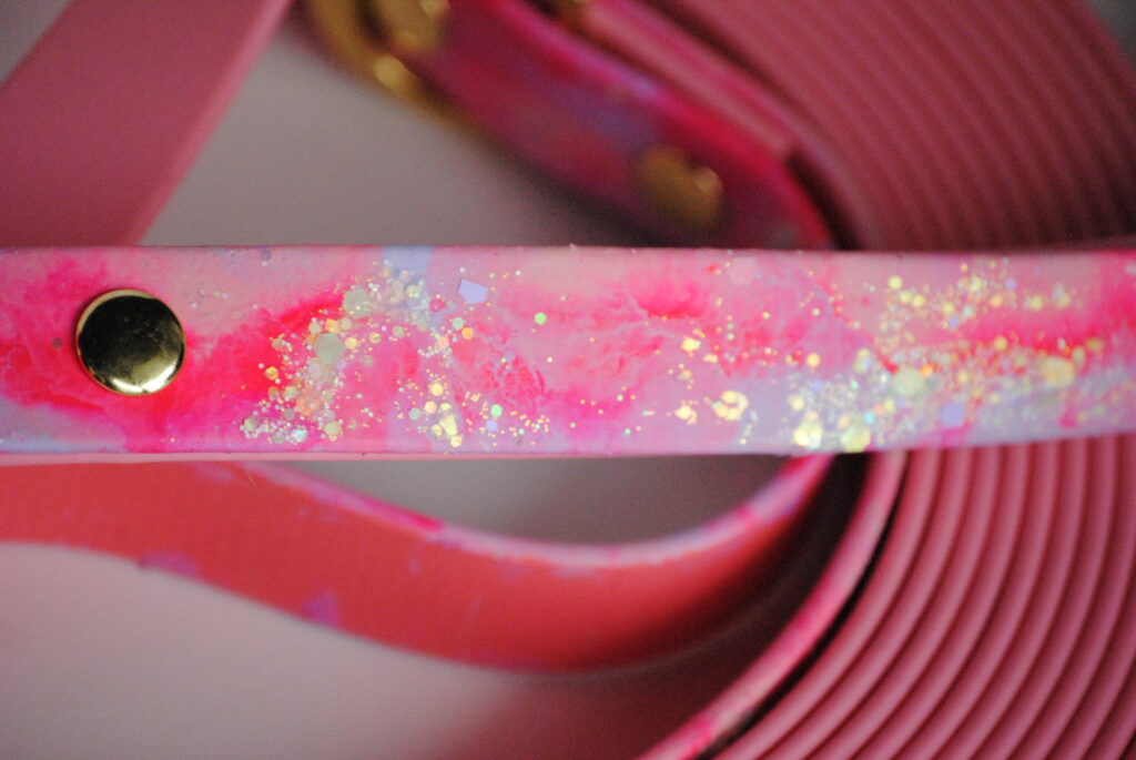 Watercolor glitter biothane lijn op maat gemaakt