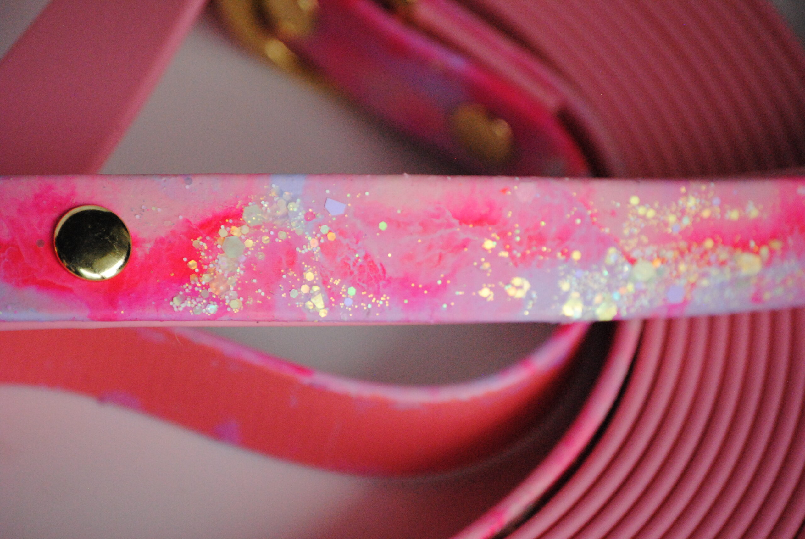 Watercolor glitter biothane lijn op maat gemaakt - Afbeelding 3