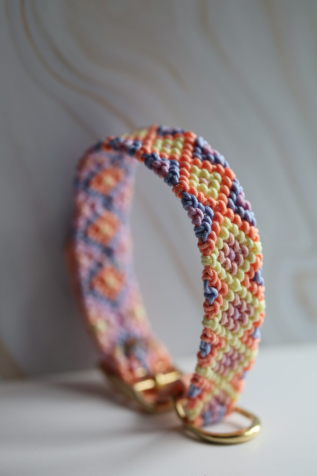 Gevlochten paracord x biothane halsband pastel kleuren - Afbeelding 1